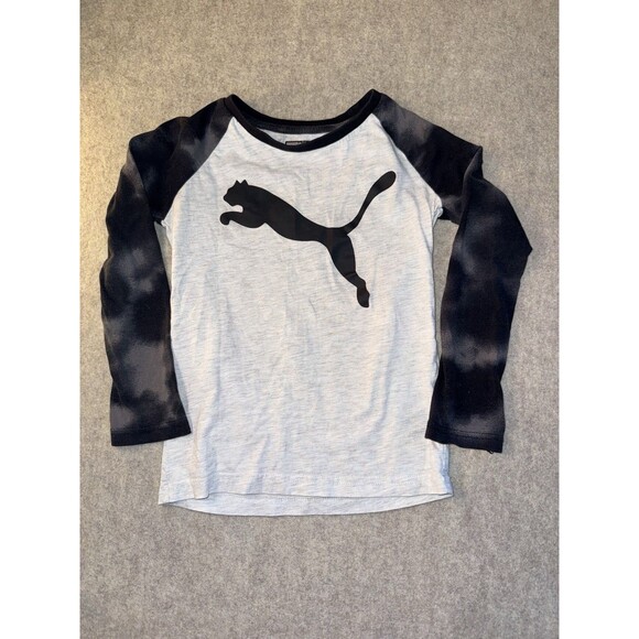 Puma Boys Size 7 Raglan Sleeve Shirt, Black/gray - Picture 1 of 3